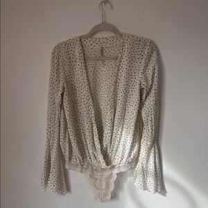 Cream & Navy Blue Polka Dot Bodysuit